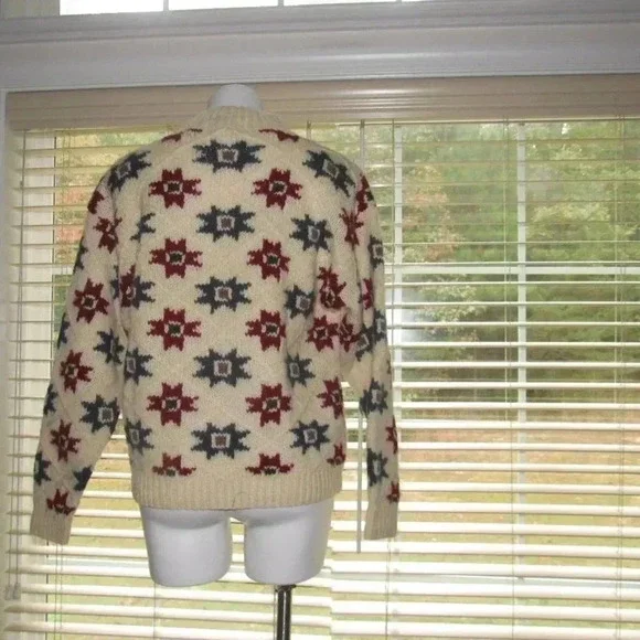 WOOLRICH Stars Wool Chunky Sweater Size Large - Picture 5 of 7